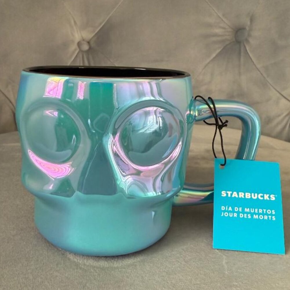 Starbucks DIA DE MUERTOS (Day of Dead) SKULL Ceramic Coffee Mug, 14 Oz